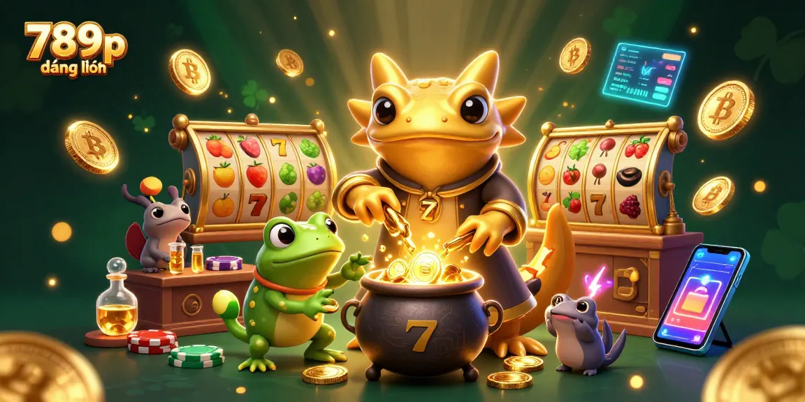Engage with the exciting world of 789p đăng nhập, featuring alchemists and thrilling slot games in a vibrant 3D scene.