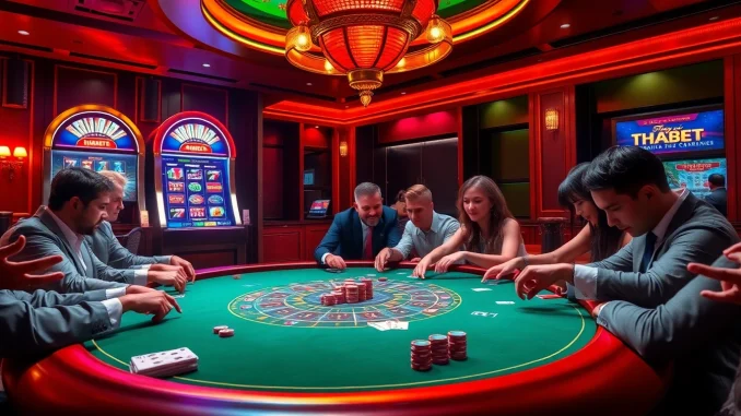 Players enjoying a high-stakes game at THABET casino, capturing the thrill and excitement.