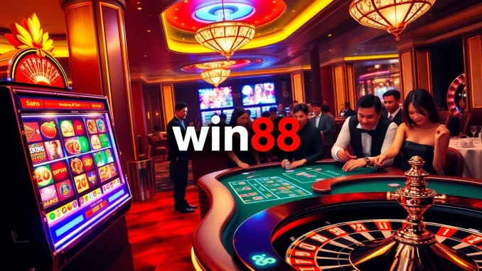 Experience thrilling games at win88's vibrant casino tables, featuring exciting slots and poker.
