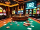 Experience luxury gaming with lc 88 at a vibrant casino table filled with poker chips and high-class action.