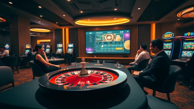 I9BET casino excitement with poker, roulette, and online gambling ambiance