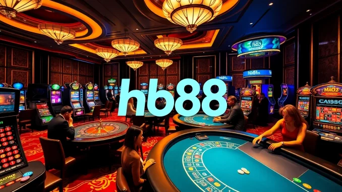 Experience high-stakes action at hb88 Casino with glamorous tables and vibrant slot machines.