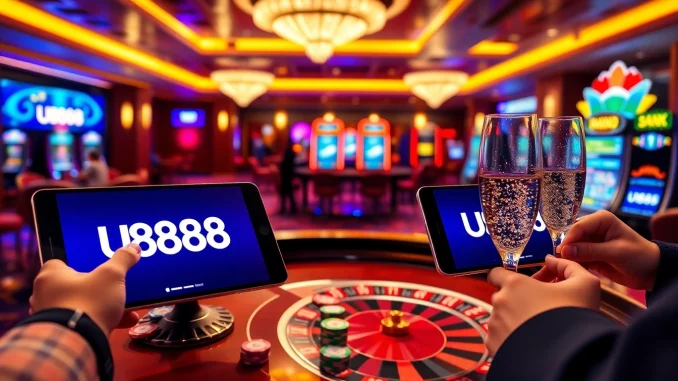 Experience the thrilling U888 online casino with vibrant roulette and poker action.
