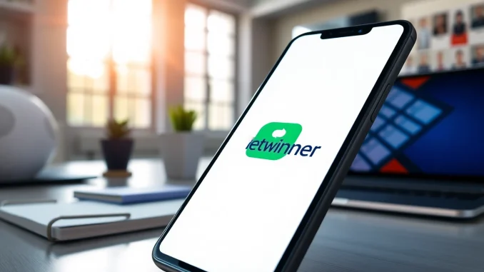 Baixar Betwinner APK no Android facilmente em um espaço moderno com smartphone exibindo o aplicativo.