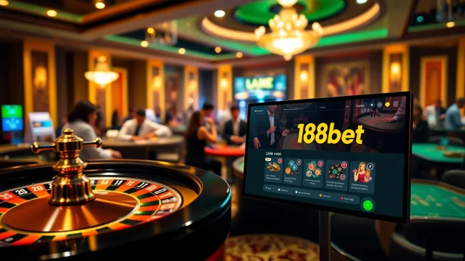 Experience the thrill with the link vào 188bet interface showcasing exciting casino games and vibrant chips.