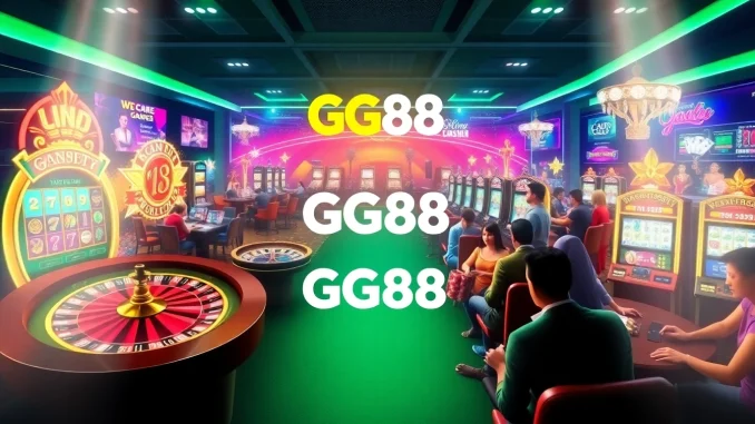 GG88 players enjoying an engaging online casino experience with vibrant slot machines and poker chips.