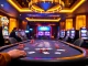 Players enjoy table games at DW8, surrounded by vibrant casino visuals and dynamic betting options.
