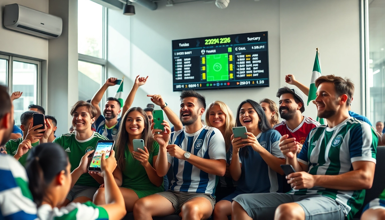 Exciting scene showcasing fans experiencing lương sơn tv live soccer streaming on various devices.