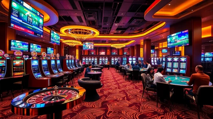 Exciting casino environment featuring players engaging in action while using bongdanet for betting insights.